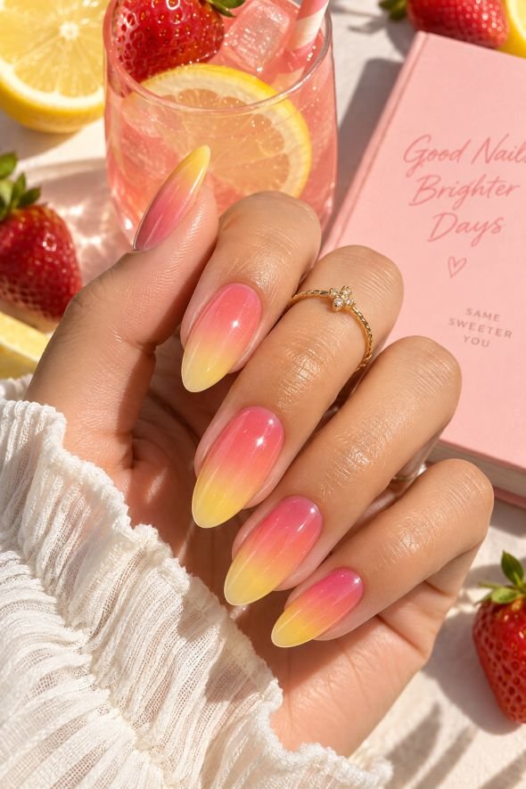 Strawberry Lemonade Jelly Nails