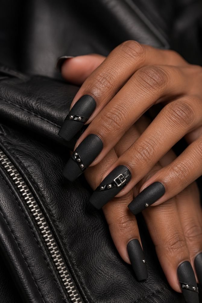 Studded-Leather Coffin Nails