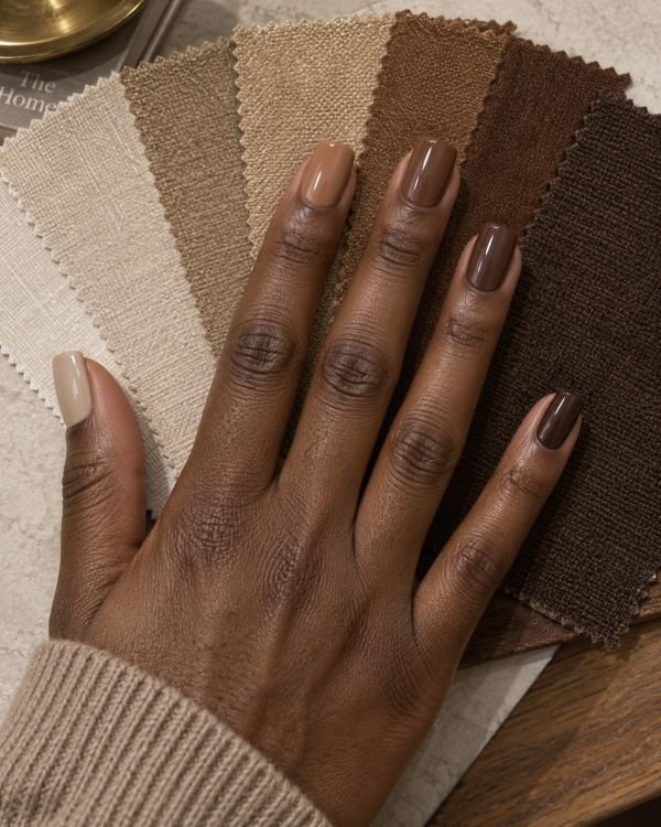 Tonal Brown Glazed Skittle Nails
