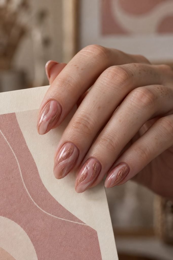 Tonal Pink Cat-Eye Swirl Nails