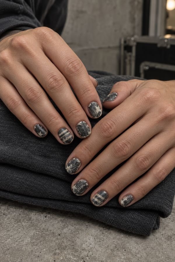Washed Charcoal Band-Tee Nails