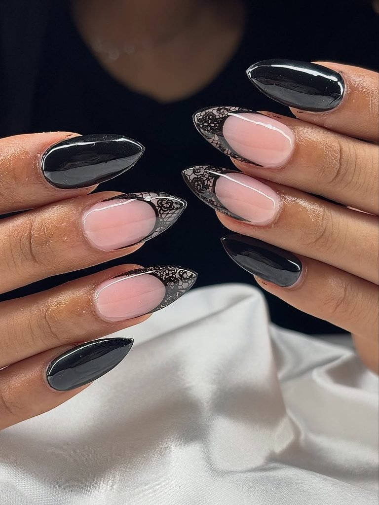 Black Lace Over Nude