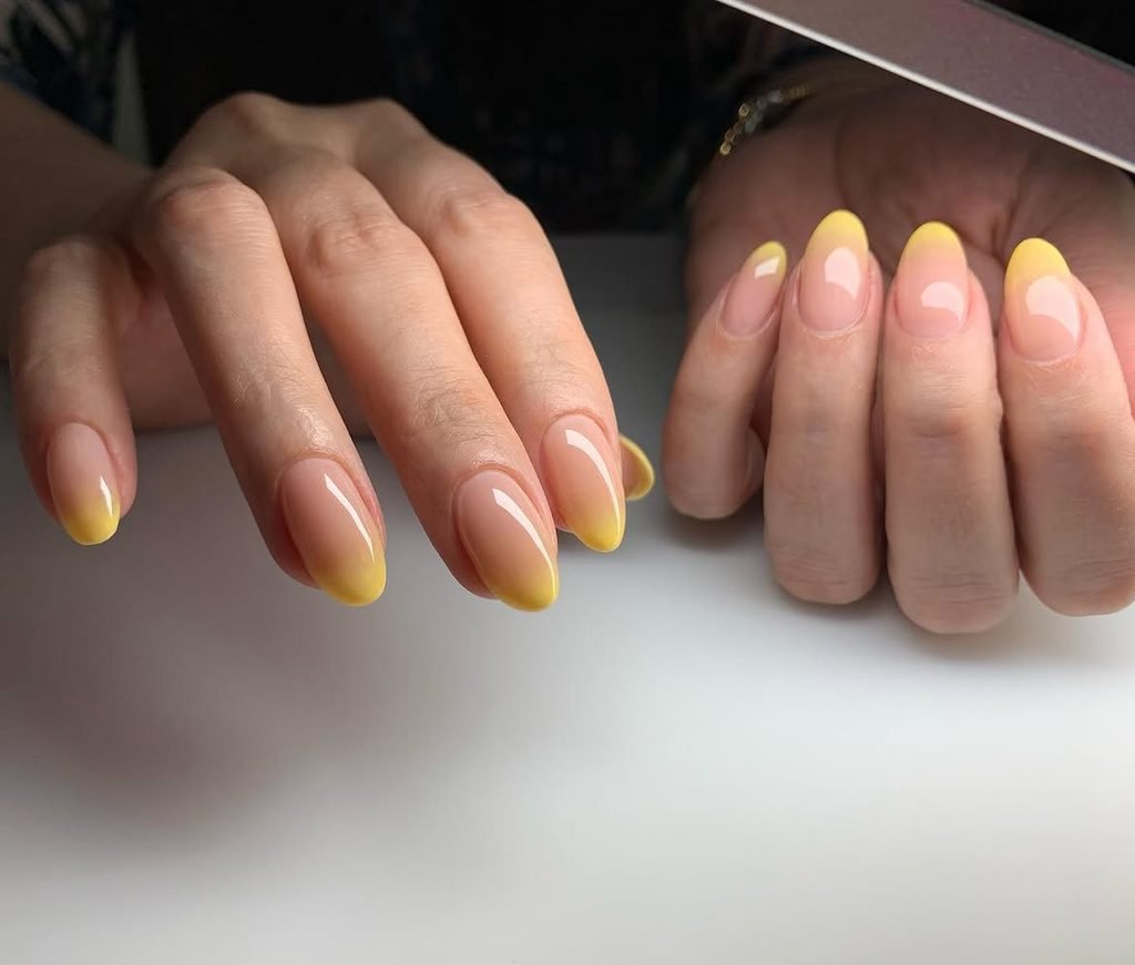 Blush-to-Yellow Ombré Nails