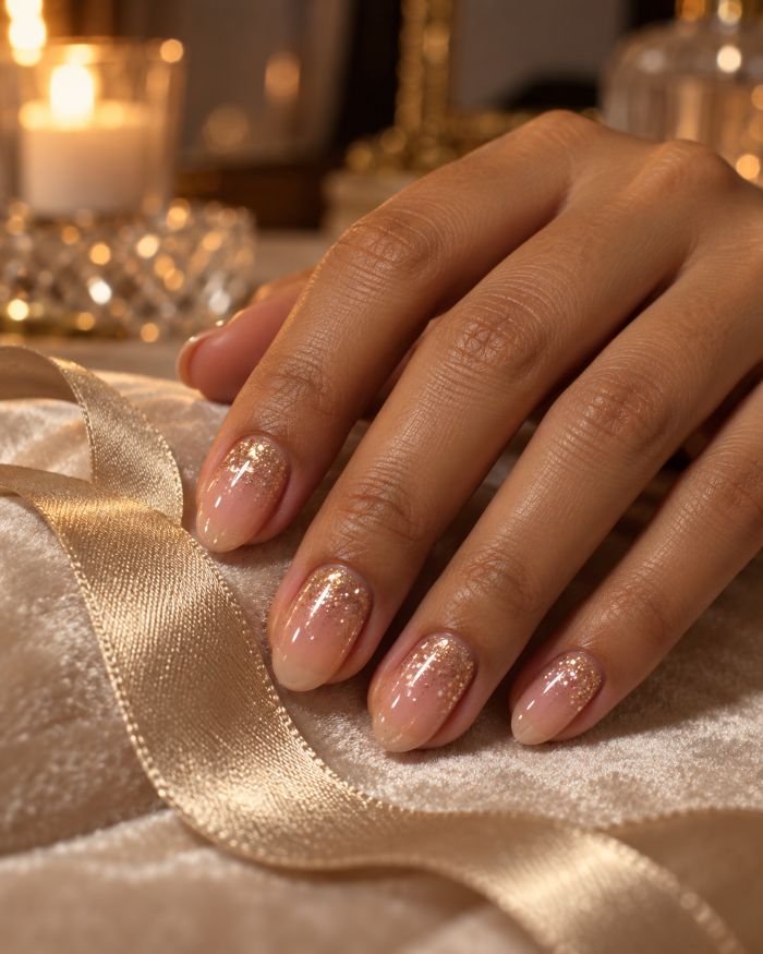 Champagne Glitter Cuticle Fade