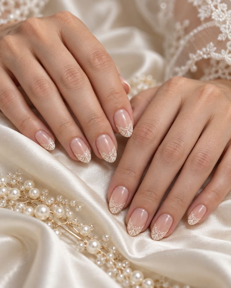 Classic White Lace French Tips