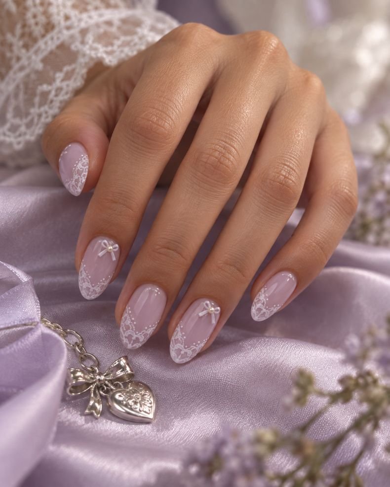 Lilac Lace With Tiny Bows