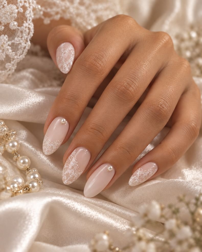 Milky Lace With Pearl Accents
