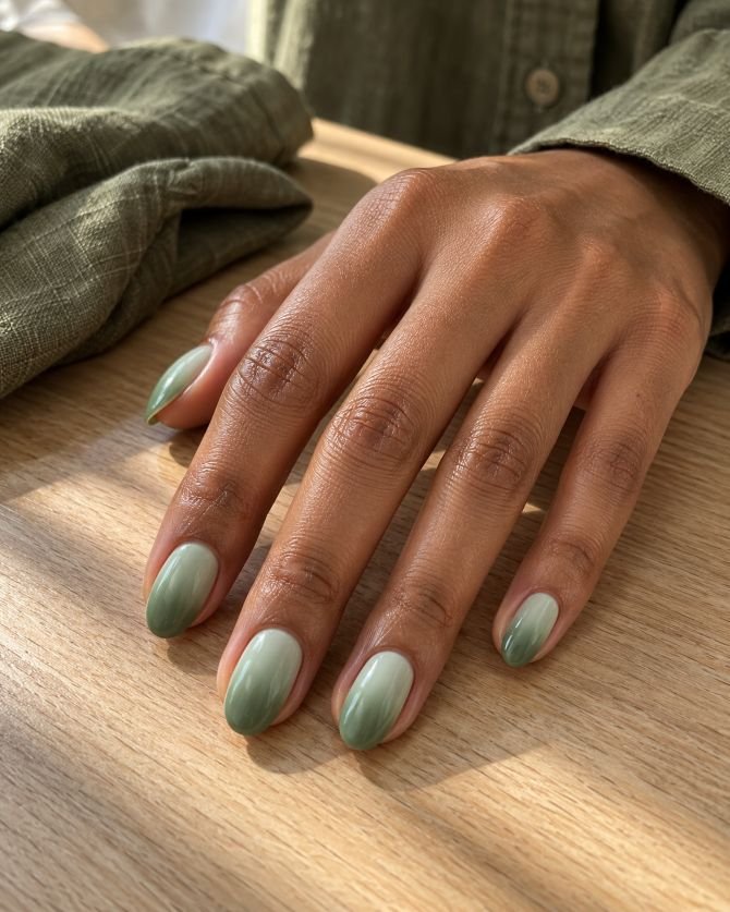 Mint-to-Sage Ombré Nails