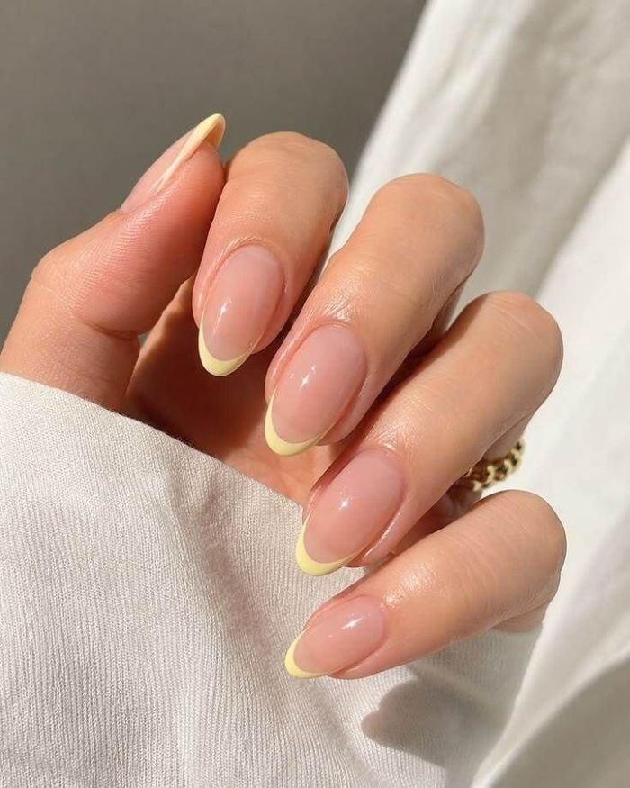 Pastel Yellow Micro-French Tips