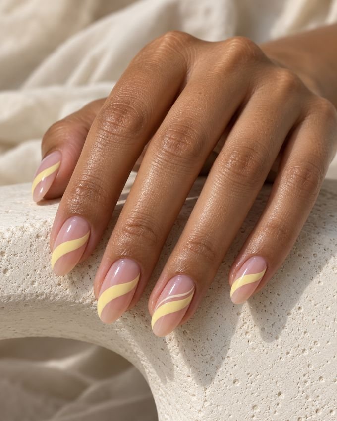 Pastel Yellow Negative-Space Waves