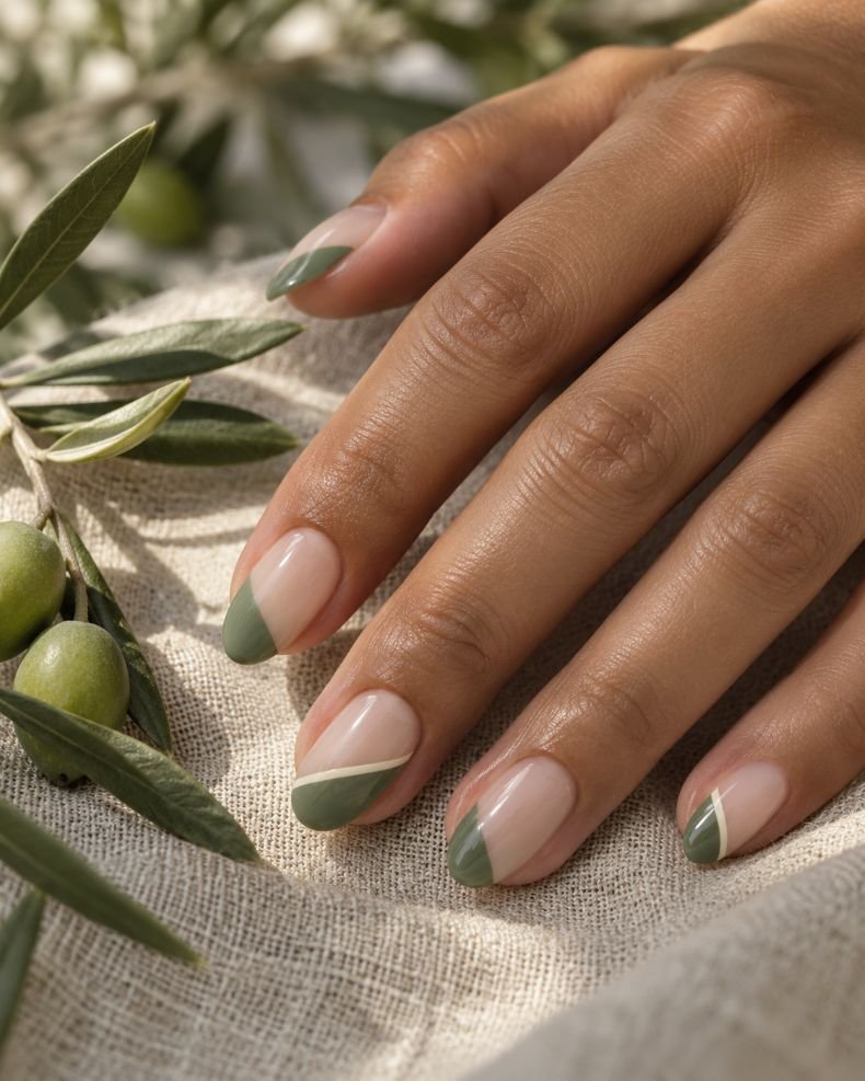 Sage Green Diagonal Tips