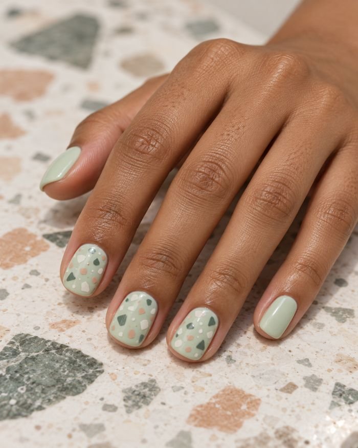 Speckled Mint Terrazzo Nails