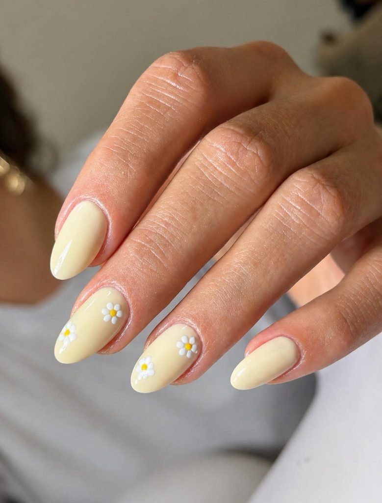 White Daisies on a Butter Yellow Base