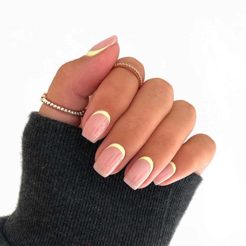 Yellow Reverse French with Bare Half-Moons